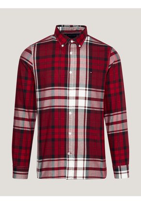 Camisa Oxford Slim De Tartán Hombre Rojo Tommy Hilfiger
