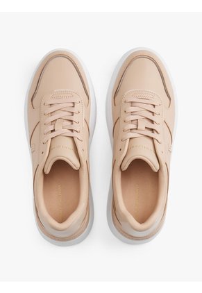 Tenis Beige De Cuero Y Charol Con Plataforma Tommy Hilfiger