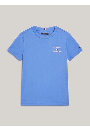 Camiseta Azul De Cuello Redondo Con Logo Tommy Hilfiger