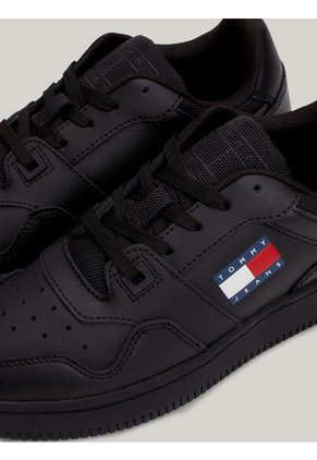 Tenis Negro Essential De Cuero Retro Tommy Hilfiger