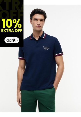 Polo Azul De Corte Regular Con Logo Tommy Hilfiger Tommy Hilfiger