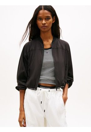 Chaqueta Negra Bomber Con Inscripción Tommy Jeans
