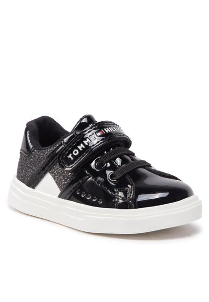 Tenis Velcro Deportiva Niña Negro Tommy Hilfiger