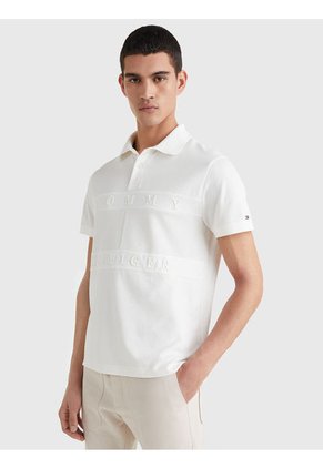 Polo Con Logo Bordado Beige Tommy Hilfiger