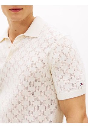 Polo Blanco De Punto Pointelle Y Corte Regular Tommy Hilfiger