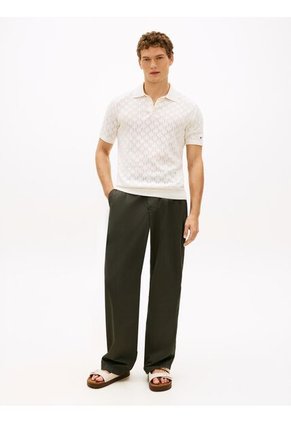 Polo Blanco De Punto Pointelle Y Corte Regular Tommy Hilfiger