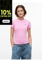 Camiseta Rosa Slim De Punto Con Logo Tommy Jeans de Tommy Hilfiger