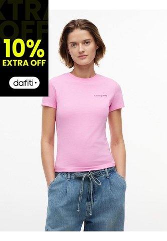 Camiseta Rosa Slim De Punto Con Logo Tommy Jeans Tommy Hilfiger