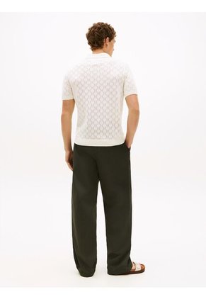 Polo Blanco De Punto Pointelle Y Corte Regular Tommy Hilfiger