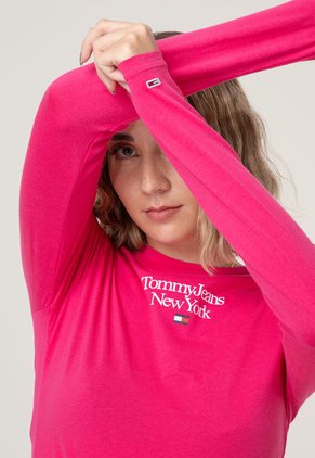 Camiseta Manga Larga Rosa Fandango-Blanco Tommy Jeans