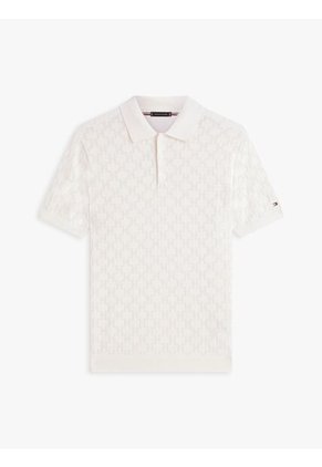 Polo Blanco De Punto Pointelle Y Corte Regular Tommy Hilfiger