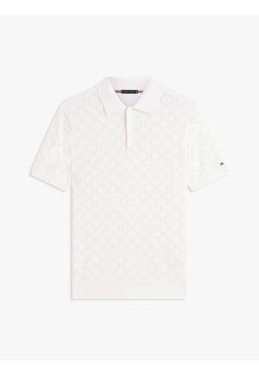 Polo Blanco De Punto Pointelle Y Corte Regular Tommy Hilfiger