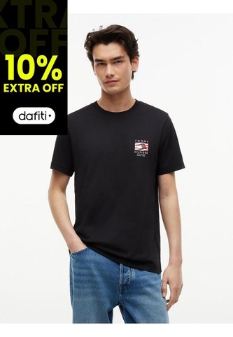 Camiseta Negra De Corte Regular Con Logo Box Flag Tommy Hilfiger Tommy Hilfiger