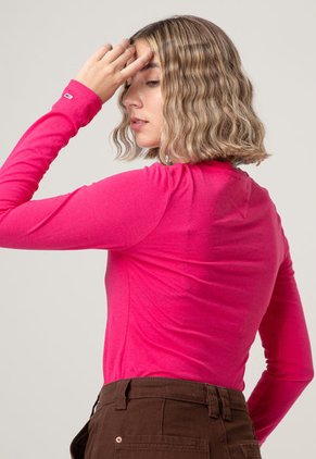 Camiseta Manga Larga Rosa Fandango-Blanco Tommy Jeans