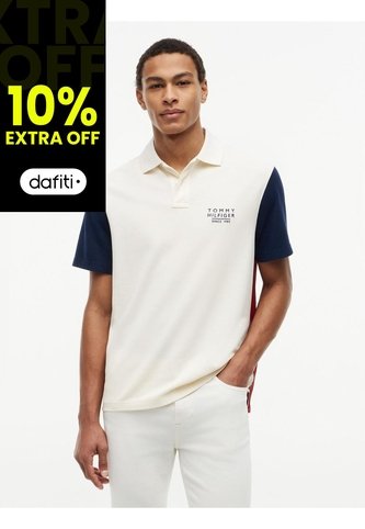 Polo Blanco Con Diseño Colorblock Con Logo Tommy Hilfiger Tommy Hilfiger