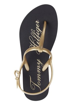 Sandalias Dorado Signature Con Logo Tommy Hilfiger