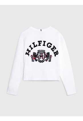 Camiseta Blanca De Niña Amplia Con Escudo Tommy Hilfiger