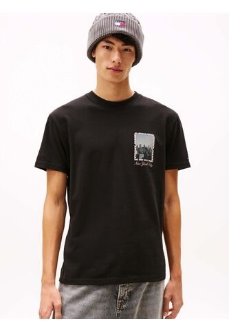 Camiseta Negra De Punto Con Foto Estampada Tommy Jeans Tommy Hilfiger