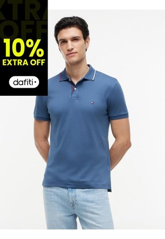 Polo Azul De Corte Slim Con Logo Tommy Hilfiger Tommy Hilfiger