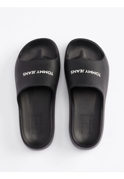 Sandalias Negro Con Plataforma Gruesa Y Logo Tommy Hilfiger