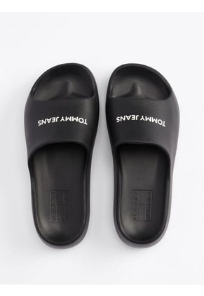 Sandalias Negro Con Plataforma Gruesa Y Logo Tommy Hilfiger