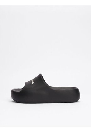 Sandalias Negro Con Plataforma Gruesa Y Logo Tommy Hilfiger