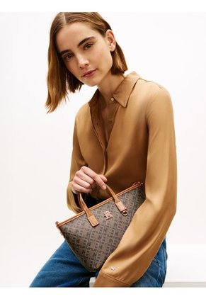 Bolso Negro Tote Con Correa Cruzada TH Monoplay Tommy Hilfiger