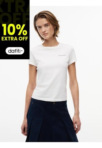 Camiseta Blanca Slim De Punto Con Logo Tommy Jeans Tommy Hilfiger