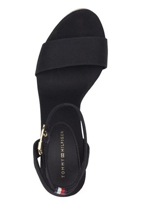 Sandalias Negro De Cuña Media Tommy Hilfiger