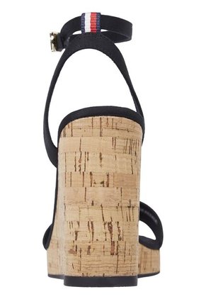 Sandalias Negro De Cuña Media Tommy Hilfiger