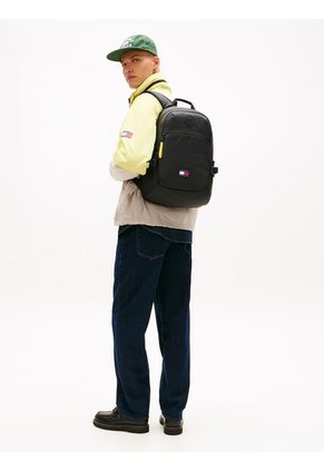 Morral Negro Con Logo Engomado Y Doble Cremallera Tommy Hilfiger