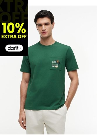 Camiseta Verde Con Logo Gráfico Floral Estampado En El Pecho Tommy Hilfiger Tommy Hilfiger