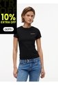 Camiseta Negra Slim De Punto Con Logo Tommy Jeans de Tommy Hilfiger