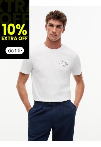 Camiseta Blanca De Cuello Redondo De Punto Con Logo Tommy Hilfiger Tommy Hilfiger