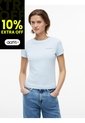 Camiseta Celeste Slim De Punto Con Logo Tommy Jeans de Tommy Hilfiger