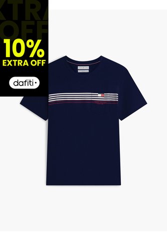 Camiseta Azul Manga Corta Con Diseño De Rayas Tommy Hilfiger Tommy Hilfiger