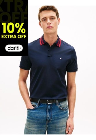Polo Azul Jacquard Con Tejido Ribeteado Tommy Hilfiger Tommy Hilfiger
