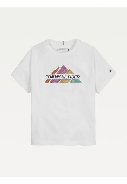 Camiseta Niña Manga Corta Blanco Glitter Estampado