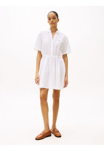 Minivestido Blanco Camisero De Puro Lino Tommy Hilfiger Tommy Hilfiger
