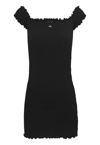 Vestido Negro Bodycon Corto Con Diseño Fruncido Tommy Jeans Tommy Hilfiger