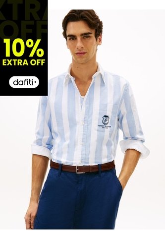 Camisa Azul Oxford De Corte Clásico Con Escudo Tommy Hilfiger Tommy Hilfiger