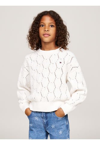 Saco Blanco Niña Tejido Amplio De Punto Calado Tommy Hilfiger Tommy Hilfiger