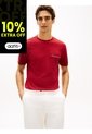Camiseta Roja Global Stripe Con Bolsillo Tommy Hilfiger de Tommy Hilfiger