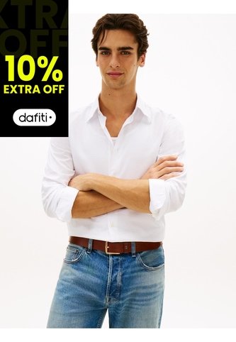 Camisa Blanca Twill De Corte Regular Con Cuello Flexible Tommy Hilfiger Tommy Hilfiger