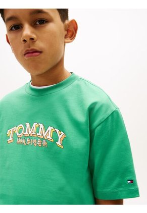 Camiseta Verde Con Logo Gráfico 3D Tommy Hilfiger