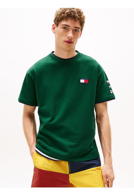 Camiseta Verde Amplia Hilfiger Con Logo Trasero Tommy Hilfiger