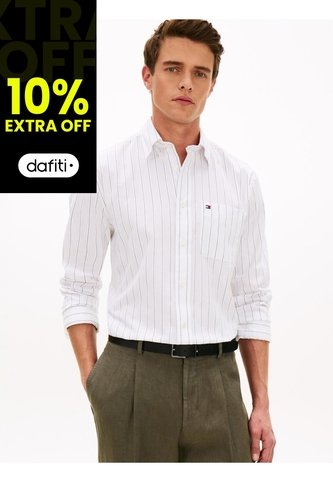 Camisa Blanca De Corte Clásico Con Diseño De Rayas Tommy Hilfiger Tommy Hilfiger