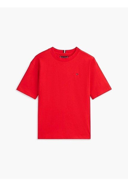 Camiseta Roja Para Niño De Punto Con Logo Bordado Tommy Hilfiger