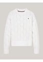 Saco Blanco Niña Tejido Amplio De Punto Calado Tommy Hilfiger de Tommy Hilfiger