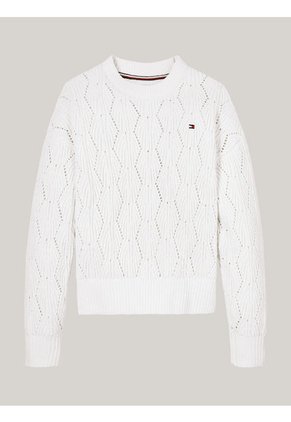 Saco Blanco Niña Tejido Amplio De Punto Calado Tommy Hilfiger